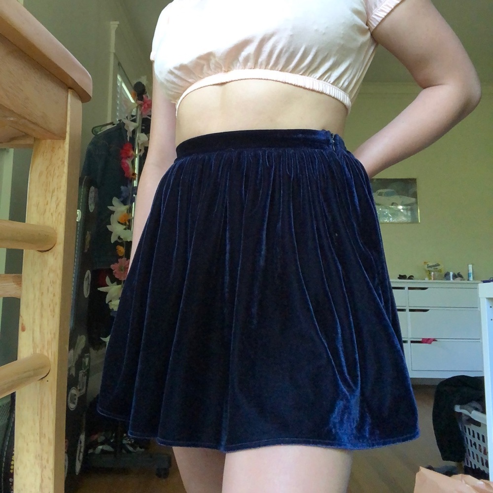 AA Blue velvet skirt